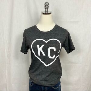 Charlie Hustle KC Heart Tee Shirt Dark Grey Kansas City Slim Fit T-Shirt Sz XS